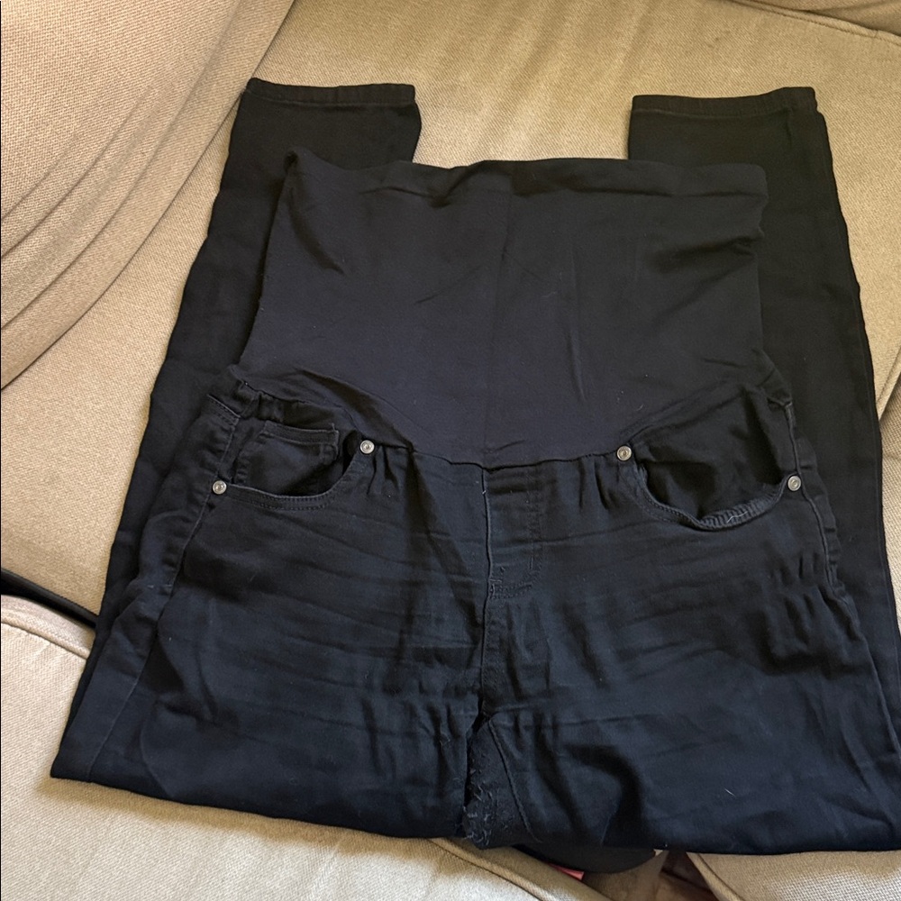 Bella Vida Black Maternity Jeans with Stretch Panel